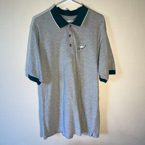 Philadelphia Eagles Polo Shirt - Size Large - Gray and Green